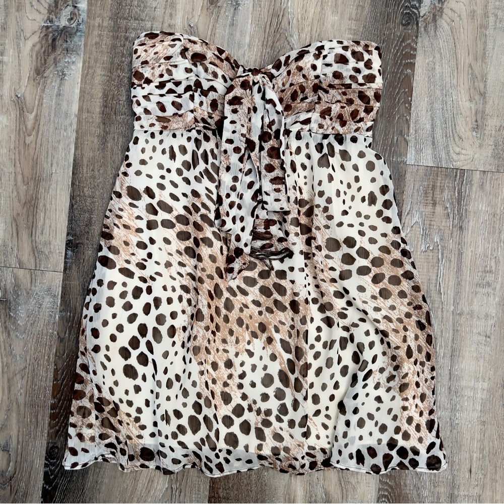 2B Bebe Small Leopard Strapless Mini Dress